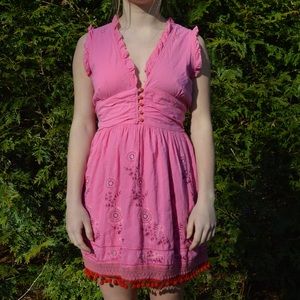 Pink Red Anthropologie Dress Medium